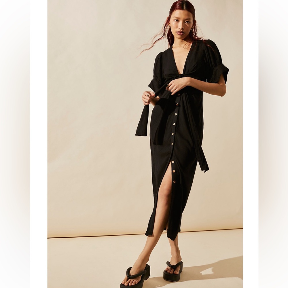 Free People | Black Vintage Summer Midi Dress 🖤